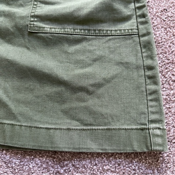 J. Crew Olive Green Garment-Dyed Utility Mini Skirt Women’s Size 6 Linen Blend - Picture 9 of 15